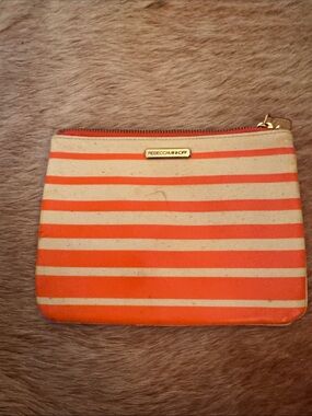 Rebecca Minkoff Orange and Cream Striped Zip Pouch